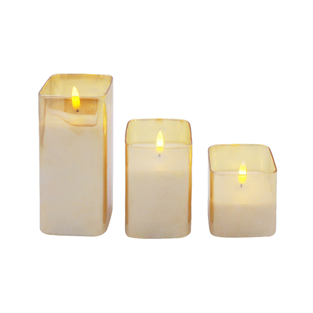 Tiub kaca 3d wick led lampu lilin tiang